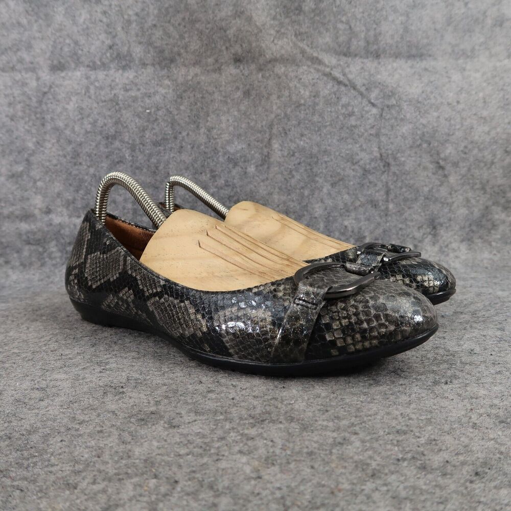 EuroSoft Shoes Womens 8.5 Flats Fashion Ballet Beverly Dark Grey Snake Career